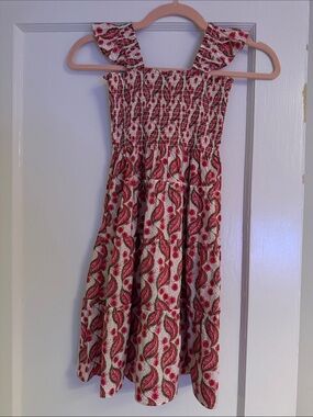 Hill House Kids Dress in Red and Green Paisley Print
